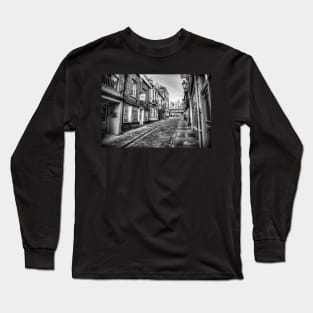 Castle Hill, Lincoln City, England, Black And White Long Sleeve T-Shirt